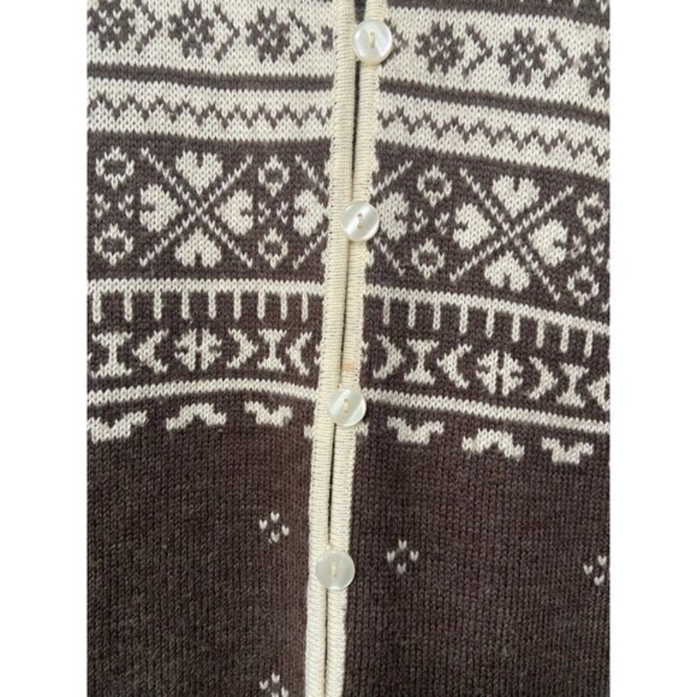 Vintage Women's Brown and Cream Patterned‎ Wool Blend Sweater Size 8 - Picture 7 of 8